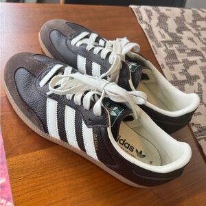 Adidas Sambas leather and suede Dark Brown and White